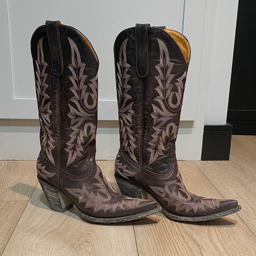 Old Gringo Sharon Dark Brown Embroidered Heeled Boots